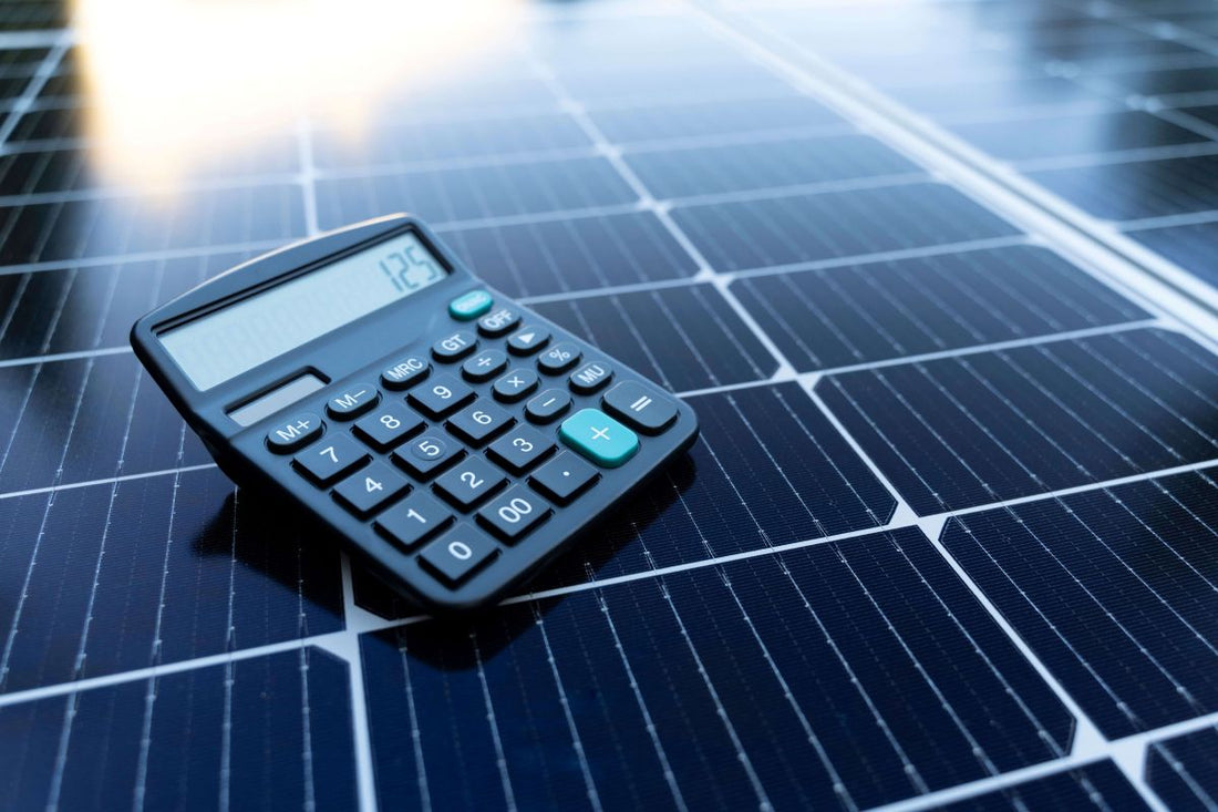 A calculator placed on a solar panel